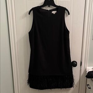 Calvin Klein Black Mini Dress with Feather Hem